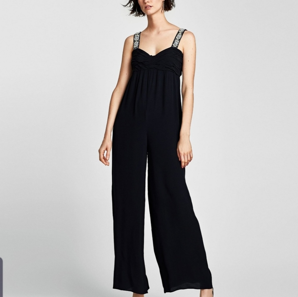 Strappy Jumpsuit with Faux Pearls!